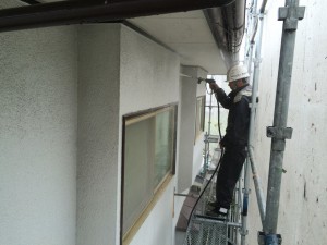 太宰府市　塗装工事　Ｎ様邸　外壁　高圧洗浄施工中