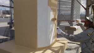 福岡市　東区　ＪＡ　塗装工事　煙突　上塗り１回目