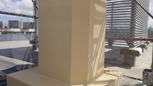 福岡市　東区　ＪＡ　塗装工事　煙突　上塗り１回目　完了