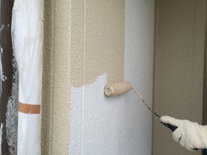 筑紫野市　Ｆ様邸　塗装工事　外壁上塗り１回目