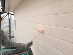 大野城市　塗装工事　Ｉ様邸　外壁　上塗り２回目