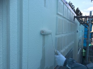 福岡市　早良区　徳栄寺　塗装工事　外壁塗装　上塗り1回目