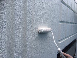 福岡市　早良区　徳栄寺　塗装工事　外壁塗装　上塗り２回目