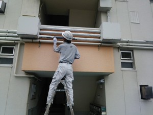 大野城市　塗装工事　Ｒマンション　配管　塗装工事　塗膜剥離箇所　ﾀｯﾁｱｯﾌﾟ補修