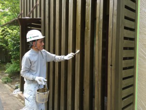 福岡県　糸島市　塗装工事　雷山の森　別荘　木部塗装　２回目