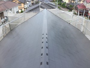 筑紫野市　T様邸　塗装工事　屋根塗装　上塗り１回目　完了
