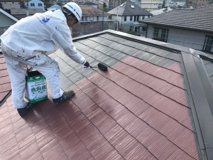 筑紫野市　Ｔ様邸　塗装工事　屋根　上塗り　塗装