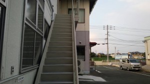福岡県　フレッシュまるいち　遠賀　工場　鉄骨階段　塗装工事　完了