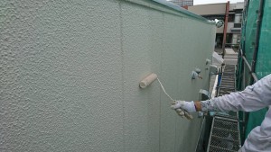 大野城市　Ａ様　所有　テナント　塗装工事　ＡＬＣ　外壁  上塗り　オーデフレッシュＳｉ　２回目