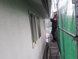 福岡県　筑紫野市　塗装工事　Y様邸　外壁　モルタル　塗装　高圧洗浄