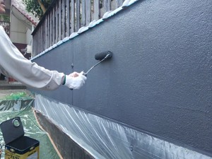 太宰府市　塗装工事　Ｏ様邸　外塀塗装　上塗り