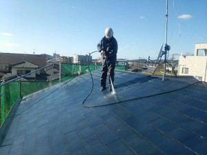 福岡県　塗装工事　篠栗アパート　屋根塗装　高圧洗浄