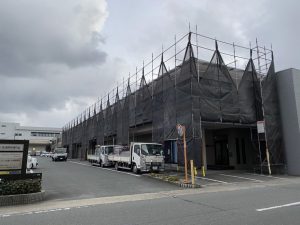 福岡市　博多区　第2榎田ビル　磁器タイル　外壁　塗装工事　足場組立