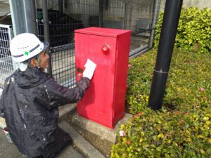 福岡市　ファーネストヒルズ　マンション　鉄部　塗装工事　下地調整