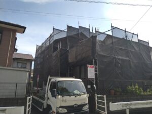 筑紫野市　外壁屋根塗装工事　足場組立