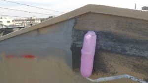 福岡市外壁塗装工事　下地補修箇所　肌合わせ補修塗装　水性パーフェクトシーラー