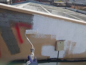 福岡市外壁塗装工事　下地補修箇所　肌合わせ補修塗装　パーフェクトフィラー